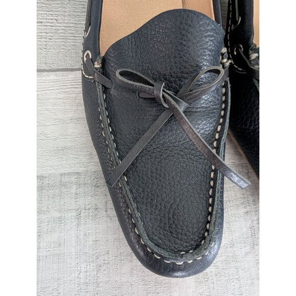 Eddie Bauer Womens Black Leather Loafer Heels With Bow Detail Size 8.5 - Picture 3 of 7